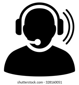 Operator Signal vector icon. Style is flat symbol, black color, rounded angles, white background.
