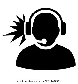 Operator Signal vector icon. Style is flat symbol, black color, rounded angles, white background.