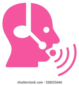 Operator Signal vector icon. Style is flat symbol, pink color, rounded angles, white background.