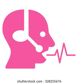 Operator Signal vector icon. Style is flat symbol, pink color, rounded angles, white background.