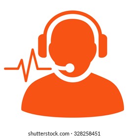 Operator Signal vector icon. Style is flat symbol, orange color, rounded angles, white background.