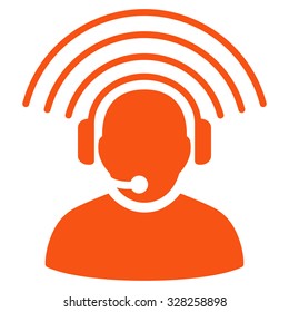 Operator Signal vector icon. Style is flat symbol, orange color, rounded angles, white background.