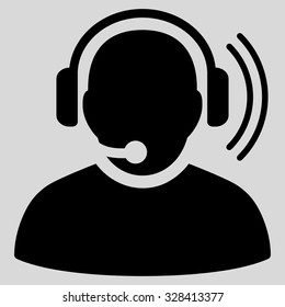 Operator Signal vector icon. Style is flat symbol, black color, rounded angles, light gray background.