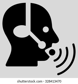 Operator Signal vector icon. Style is flat symbol, black color, rounded angles, light gray background.
