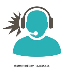 Operator Signal vector icon. Style is bicolor flat symbol, grey and cyan colors, rounded angles, white background.