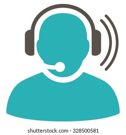 Operator Signal vector icon. Style is bicolor flat symbol, grey and cyan colors, rounded angles, white background.