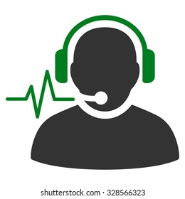 Operator Signal vector icon. Style is bicolor flat symbol, green and gray colors, rounded angles, white background.