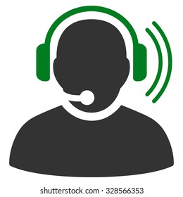 Operator Signal vector icon. Style is bicolor flat symbol, green and gray colors, rounded angles, white background.