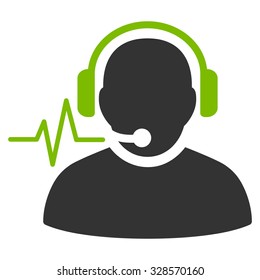 Operator Signal vector icon. Style is bicolor flat symbol, eco green and gray colors, rounded angles, white background.
