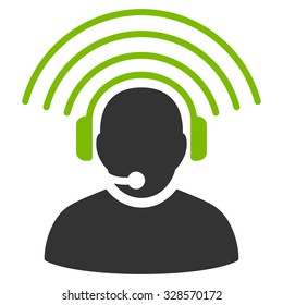 Operator Signal vector icon. Style is bicolor flat symbol, eco green and gray colors, rounded angles, white background.