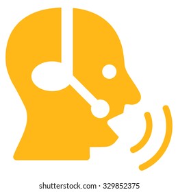Operator Signal vector icon. Style is flat symbol, yellow color, rounded angles, white background.