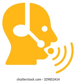 Operator Signal vector icon. Style is flat symbol, yellow color, rounded angles, white background.