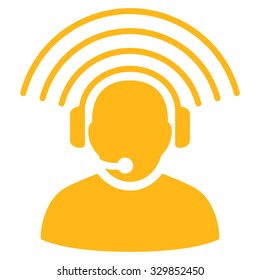 Operator Signal vector icon. Style is flat symbol, yellow color, rounded angles, white background.
