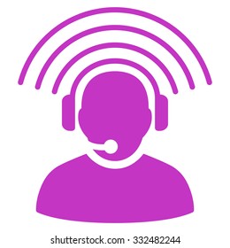 Operator Signal vector icon. Style is flat symbol, violet color, rounded angles, white background.