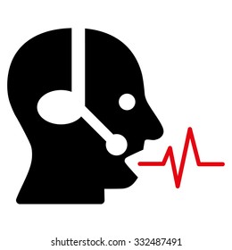 Operator Signal vector icon. Style is bicolor flat symbol, intensive red and black colors, rounded angles, white background.