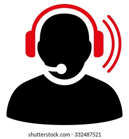 Operator Signal vector icon. Style is bicolor flat symbol, intensive red and black colors, rounded angles, white background.