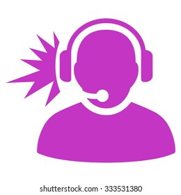 Operator Signal vector icon. Style is flat symbol, violet color, rounded angles, white background.