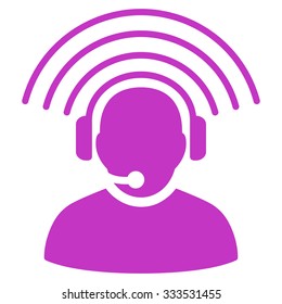 Operator Signal vector icon. Style is flat symbol, violet color, rounded angles, white background.