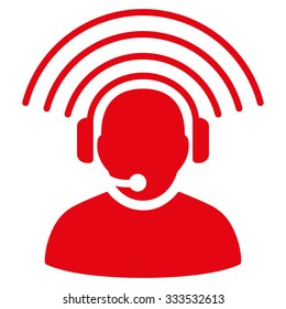 Operator Signal vector icon. Style is flat symbol, red color, rounded angles, white background.