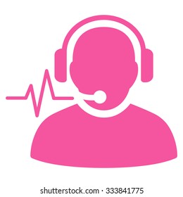 Operator Signal vector icon. Style is flat symbol, pink color, rounded angles, white background.