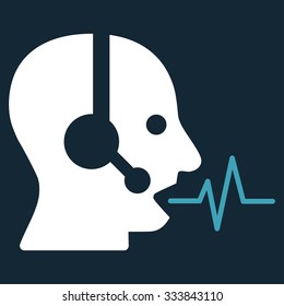 Operator Signal vector icon. Style is bicolor flat symbol, blue and white colors, rounded angles, dark blue background.