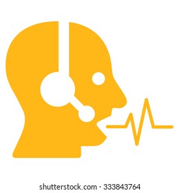 Operator Signal vector icon. Style is flat symbol, yellow color, rounded angles, white background.
