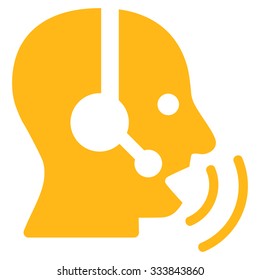 Operator Signal vector icon. Style is flat symbol, yellow color, rounded angles, white background.