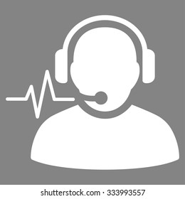 Operator Signal vector icon. Style is flat symbol, white color, rounded angles, gray background.