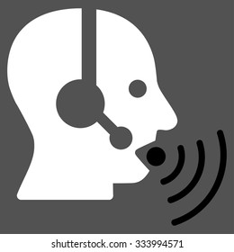 Operator Signal vector icon. Style is bicolor flat symbol, black and white colors, rounded angles, gray background.