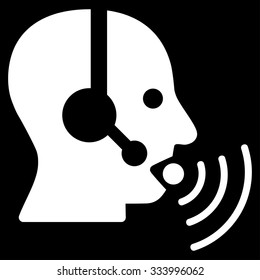 Operator Signal vector icon. Style is flat symbol, white color, rounded angles, black background.