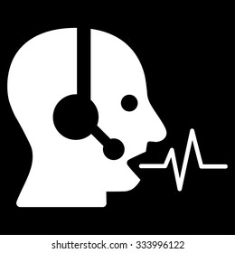 Operator Signal vector icon. Style is flat symbol, white color, rounded angles, black background.