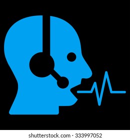 Operator Signal vector icon. Style is flat symbol, blue color, rounded angles, black background.