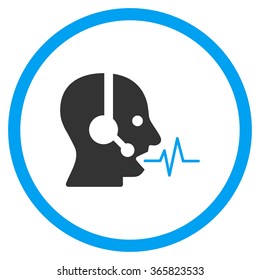 Operator Signal vector icon. Style is bicolor flat circled symbol, blue and gray colors, rounded angles, white background.