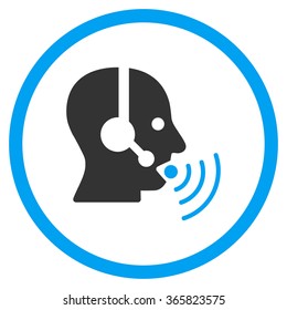 Operator Signal vector icon. Style is bicolor flat circled symbol, blue and gray colors, rounded angles, white background.