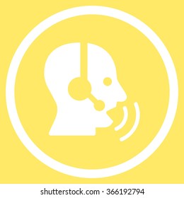 Operator Signal vector icon. Style is flat circled symbol, color, rounded angles, white background.