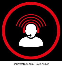 Operator Signal vector icon. Style is flat circled symbol, color, rounded angles, white background.