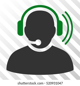 Operator Signal vector pictogram. Illustration style is flat iconic bicolor green and gray symbol on a hatched transparent background.