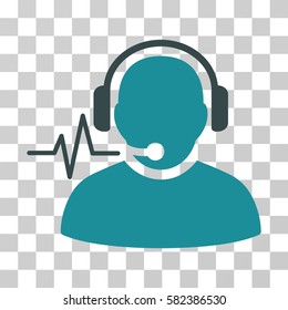Operator Signal vector pictogram. Illustration style is a flat iconic bicolor soft blue symbol on a transparent background.