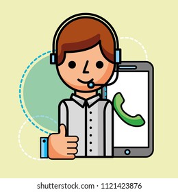 operator smartphone hand like customer service