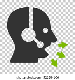 Operator Speak icon. Vector pictograph style is a flat bicolor symbol, eco green and gray colors, chess transparent background. Designed for software and web interface toolbars and menus.