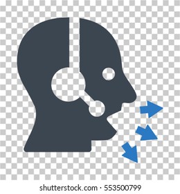 Operator Speak icon. Vector pictograph style is a flat bicolor symbol, smooth blue colors, chess transparent background. Designed for software and web interface toolbars and menus.