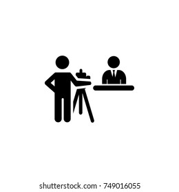 operator and speaker black icon. Media element icon. Premium quality graphic design. Signs, outline symbols collection icon for websites, web design, mobile app, info graphics on white background