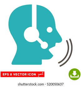 Operator Speech EPS vector icon. Illustration style is flat iconic bicolor grey and cyan symbol on white background.