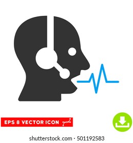 Operator Speech EPS vector pictogram. Illustration style is flat iconic bicolor blue and gray symbol on white background.