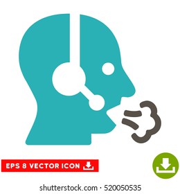 Operator Speech EPS vector pictogram. Illustration style is flat iconic bicolor grey and cyan symbol on white background.