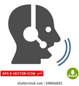 Operator Speech EPS vector pictogram. Illustration style is flat iconic bicolor cobalt and gray symbol on white background.