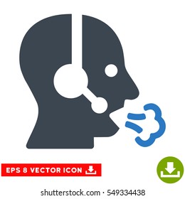 Operator Speech EPS vector pictogram. Illustration style is flat iconic bicolor smooth blue symbol on white background.