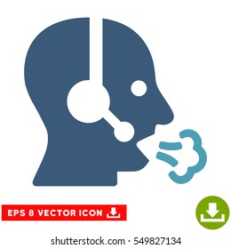 Operator Speech EPS vector pictogram. Illustration style is flat iconic bicolor cyan and blue symbol on white background.