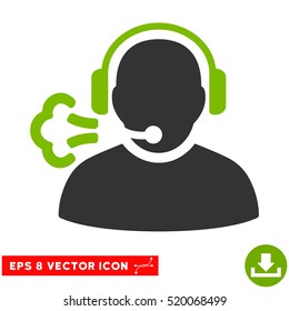 Operator Speech EPS vector pictograph. Illustration style is flat iconic bicolor eco green and gray symbol on white background.