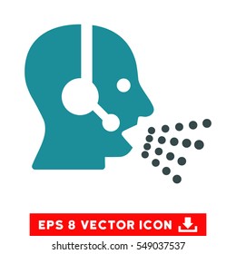 Operator Speech EPS vector pictograph. Illustration style is flat iconic bicolor soft blue symbol on white background.